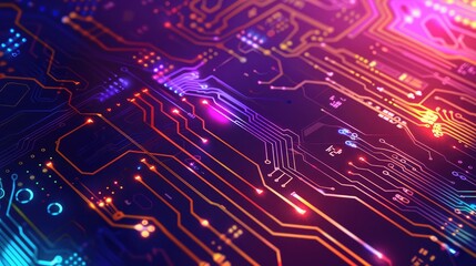 Fototapete - Abstract technology concept computer circuit board high color background