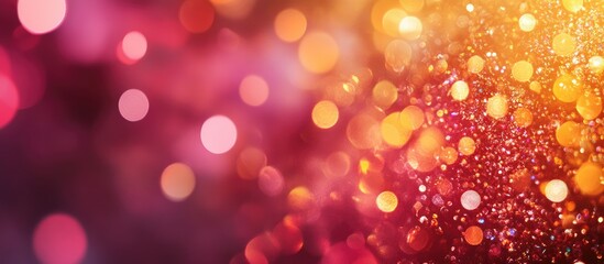 Aufkleber - Abstract vibrant bokeh background with pink, orange, and gold hues blending from the center towards the edges, creating a sense of warmth and depth.