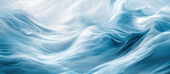 Fototapete - Abstract flowing waves in soothing shades of light blue and white create a tranquil and dynamic background ideal for versatile design applications.