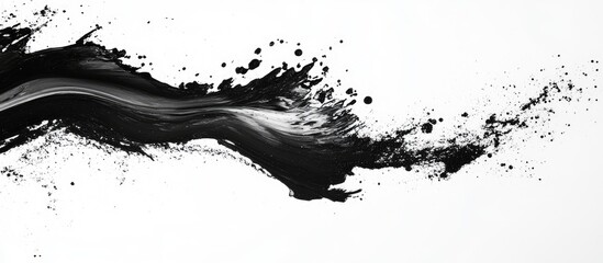 Aufkleber - Dynamic black ink splatters and brush strokes elegantly contrast against a clean white background, showcasing artistic fluidity and creativity.