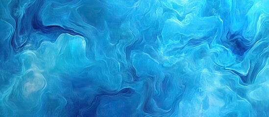 Poster - Abstract 3D rendering showcasing a fluid texture in rich blue shades with smooth gradients and soft glowing elements creating a tranquil atmosphere