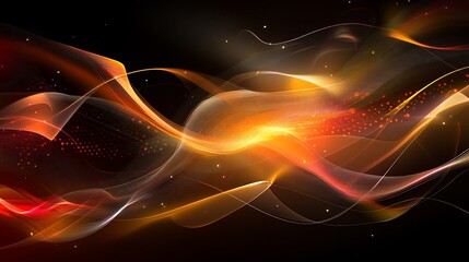 Wall Mural - Abstract orange and red energy waves flowing in dark space; background design for websites or presentations