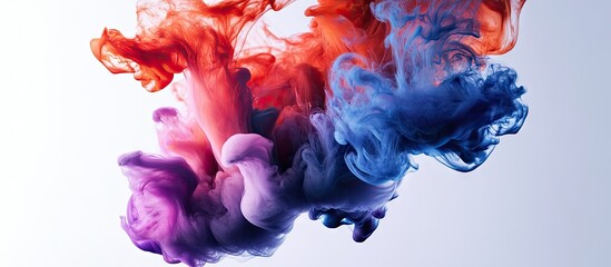 Fototapete - Colorful swirling ink in vibrant red blue and purple hues creates a mesmerizing abstract background with fluid movement and artistic depth.