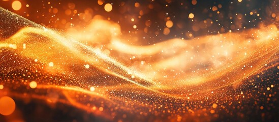 Leinwandbilder - Vibrant orange and gold particles swirl seamlessly in dynamic motion against a dark background, creating a stunning abstract visual experience.