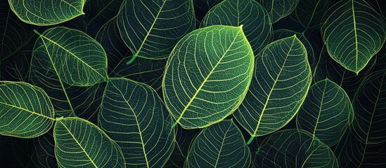 Poster - Vibrant green leaf background with varying shades of green in a symmetrical pattern creating a fresh and natural wallpaper design for projects