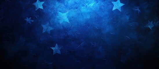 Aufkleber - Rich dark blue abstract oil painting with soft fluid textures and subtle star shapes creating a mesmerizing and captivating background atmosphere