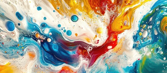 Aufkleber - Vibrant abstract design with swirling blue and orange ink on white background showcasing fluid motion and the captivating essence of water