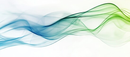 Poster - Smooth flowing waves of blue green and white create a captivating abstract design ideal for website banners with a modern aesthetic and soft gradients.