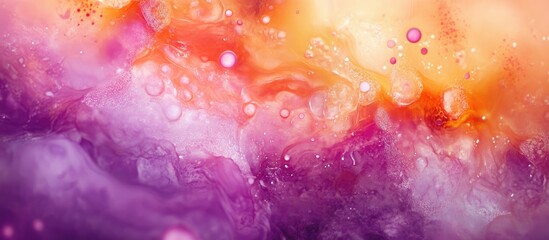 Leinwandbilder - Dreamy abstract background with soft waves of pink, orange, and purple spots creating a vibrant futuristic atmosphere with fluid textures.