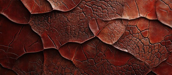 Aufkleber - Textured close-up of dark red reptile skin with intricate patterns and scales, featuring rich hues of brown and deep burgundy shades.