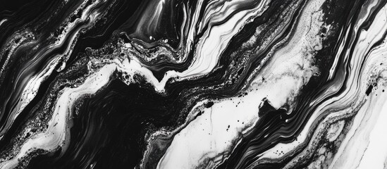 Fototapete - Elegant black white and silver marble texture with swirling patterns creating a luxurious backdrop perfect for high-end interior designs and projects