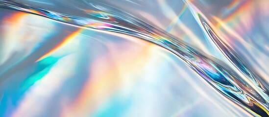 Aufkleber - Vibrant silver and electric blue abstract rainbow wave background with ample copy space for creative projects featuring colorful themes