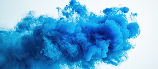 Aufkleber - Royal blue smoke billows across a soft white background with intricate textures and layers, creating a dynamic and captivating visual experience
