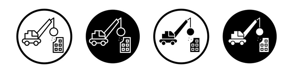 Wall Mural - demolition icon collection in black and white filled and outlined style for web.