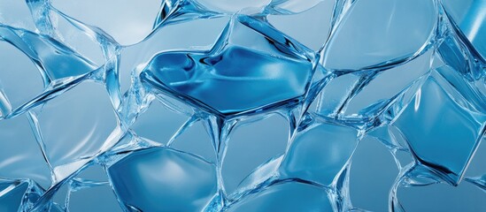 Poster - High-tech icy blue shards of glass intricately connected, showcasing modern technology with a cool aesthetic and dynamic textures throughout the composition.