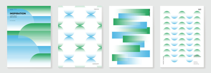 Wall Mural - modern gradient poster background vector set. minimalist cover template with green and blue perspect