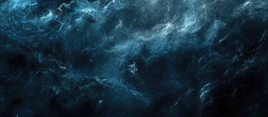 Fototapete - Abstract dark swirling clouds with deep blue and black hues, creating a dramatic, moody atmosphere, predominantly centered throughout the composition.
