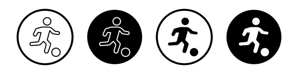 Poster - Soccer player icon collection in black and white filled and outlined style for web.