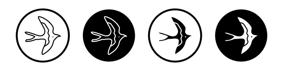 Poster - Swallow icon collection in black and white filled and outlined style for web.