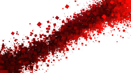 Poster - Red squares flowing on transparent background abstract design