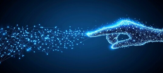 Poster - Connection Established Glowing Web and Digital Hand in a Technological Visualization.