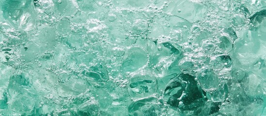 Poster - Clear Mint Green Water Texture with Bubbles Highlights the Refreshing Clarity and Dynamic Movement of Translucent Aqua Tones and Air Bubbles