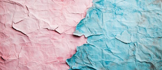 Poster - Textured pastel paper background with a split design, featuring soft pink on the left and light blue on the right, creating a delicate contrast.