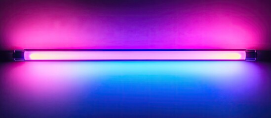 Poster - Vibrant neon light bar showcasing a gradient of blue, purple, and pink tones on a smooth surface creating an enchanting mood lighting effect