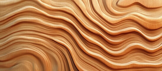 Poster - Panoramic wooden background texture with warm light brown tones, showcasing wavy patterns and rich details for design enhancement.