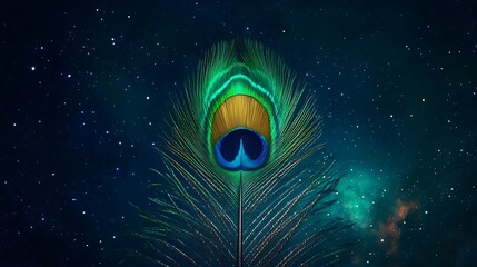 Poster - Peacock feather cosmic backdrop design