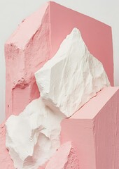 Poster - Pink, white abstract sculpture, studio, minimal background, art