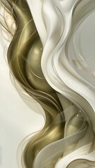 Aufkleber - Abstract Gold and White Swirling Fluid Design