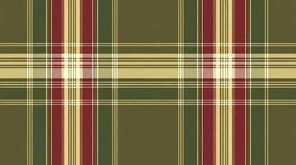 Wall Mural - Green, Red and Beige Plaid Pattern Seamless Textile Design, Fabric Texture, Geometric Background, Tartan Check Plaid, Tartan