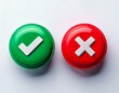 © MdRakibul - Realistic right and wrong 3D Button. A set of glossy round icons with