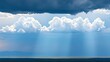 Stormy sky, sun rays, plains, dramatic cloudscape, nature background