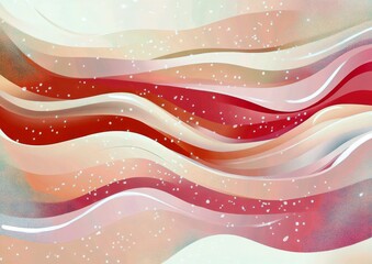 Poster - Abstract Wavy Design with Soft Red, Pink, and Beige Tones Creating a Calming Visual Effect in a Modern Art Style