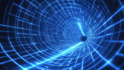 Blue digital tunnel, data stream, futuristic background, technology concept