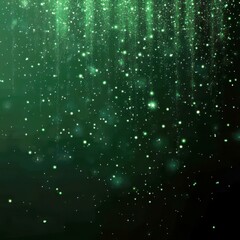 Poster - Ethereal Green Dust Particles Falling From Above Creating a Dreamy Sparkling Background for Abstract Art and Design Projects