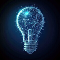 Fototapete - Abstract Light Bulb Concept with Connecting Lines and Dots Representing Innovation and Creativity in Technology