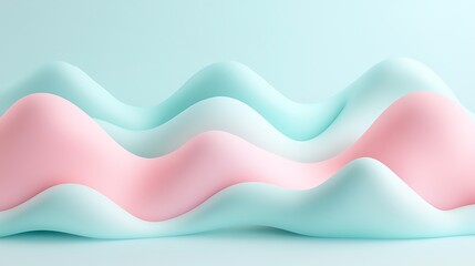 Poster - abstract wave pattern with soft pastel colors in pink and blue for modern design and artistic backgr