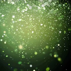 Poster - Vibrant Green Background with Bokeh Lights and Glowing Particles Creating a Dreamy Atmosphere for Abstract Design Elements