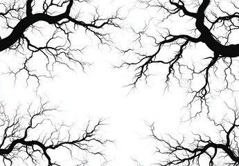 Poster - Abstract design featuring dark twisted branches against a clean white background, ideal for artistic and nature-inspired projects or themes.