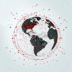 Poster - Global Network Concept with Dots and Lines in Red and Black Design