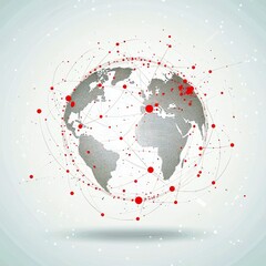 Poster - Abstract Global Network with Dots and Lines Representing Connections