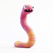 © Sergey Fedchenko - Long segmented worm stretching out of the ground, centered on a clean white background