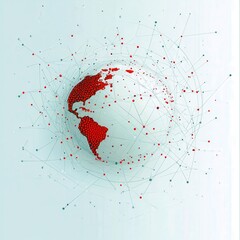 Poster - Abstract Global Network Design with Red Connections and Points