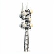 © Sergey Fedchenko - modern 5G antenna tower with multiple transmitters, isolated on a clean white background