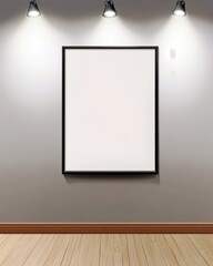 Poster - Modern Gallery Interior with Blank Frame Ready for Artwork Display