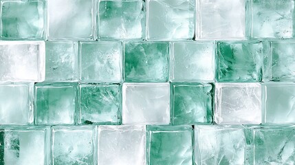 Poster - Teal and white ice cube background.