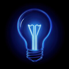 Poster - Neon Light Bulb Illustration on Dark Background with Glowing Effects for Creative Design and Conceptual Representation of Ideas and Innovation